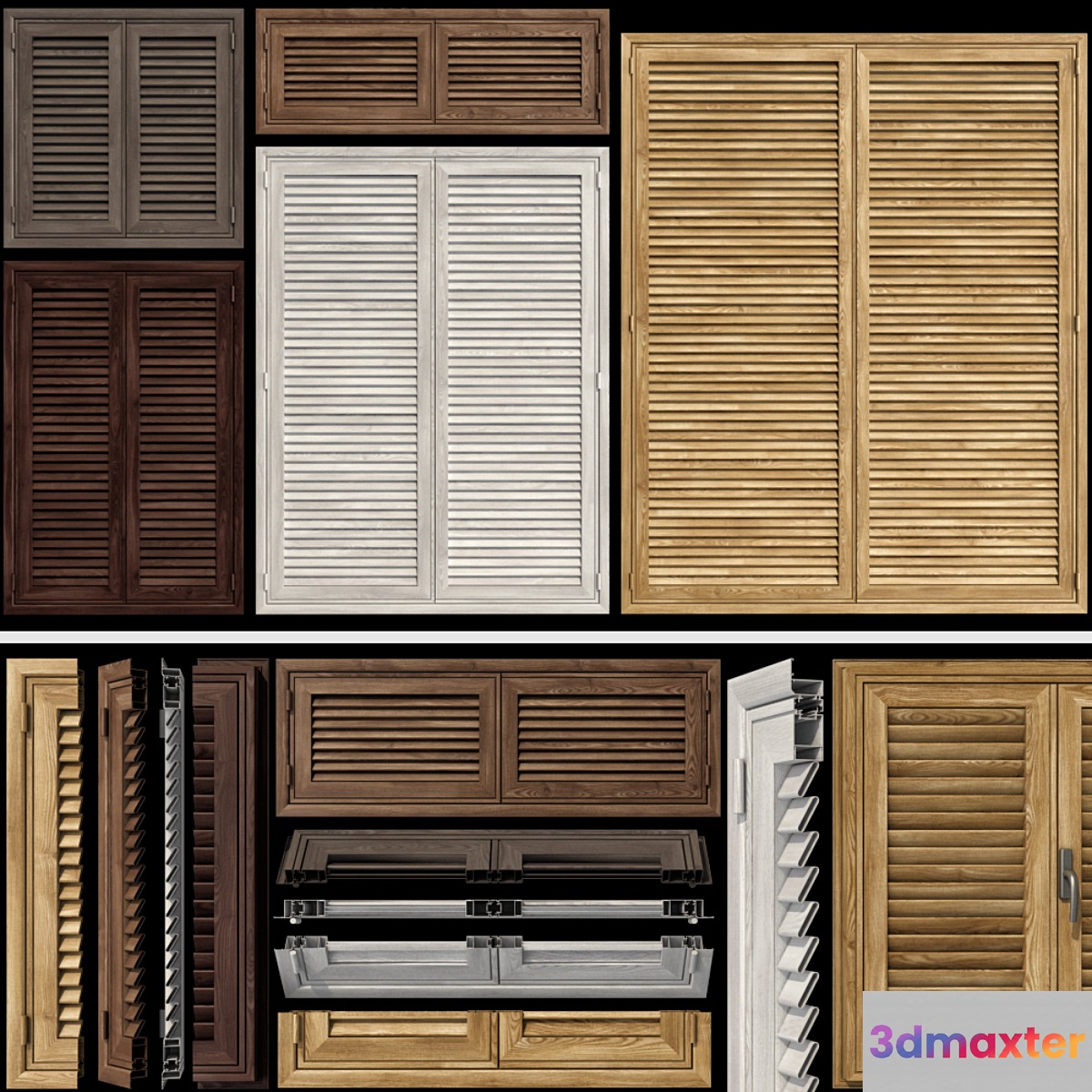 Shutter system for windows and doors 3D Max