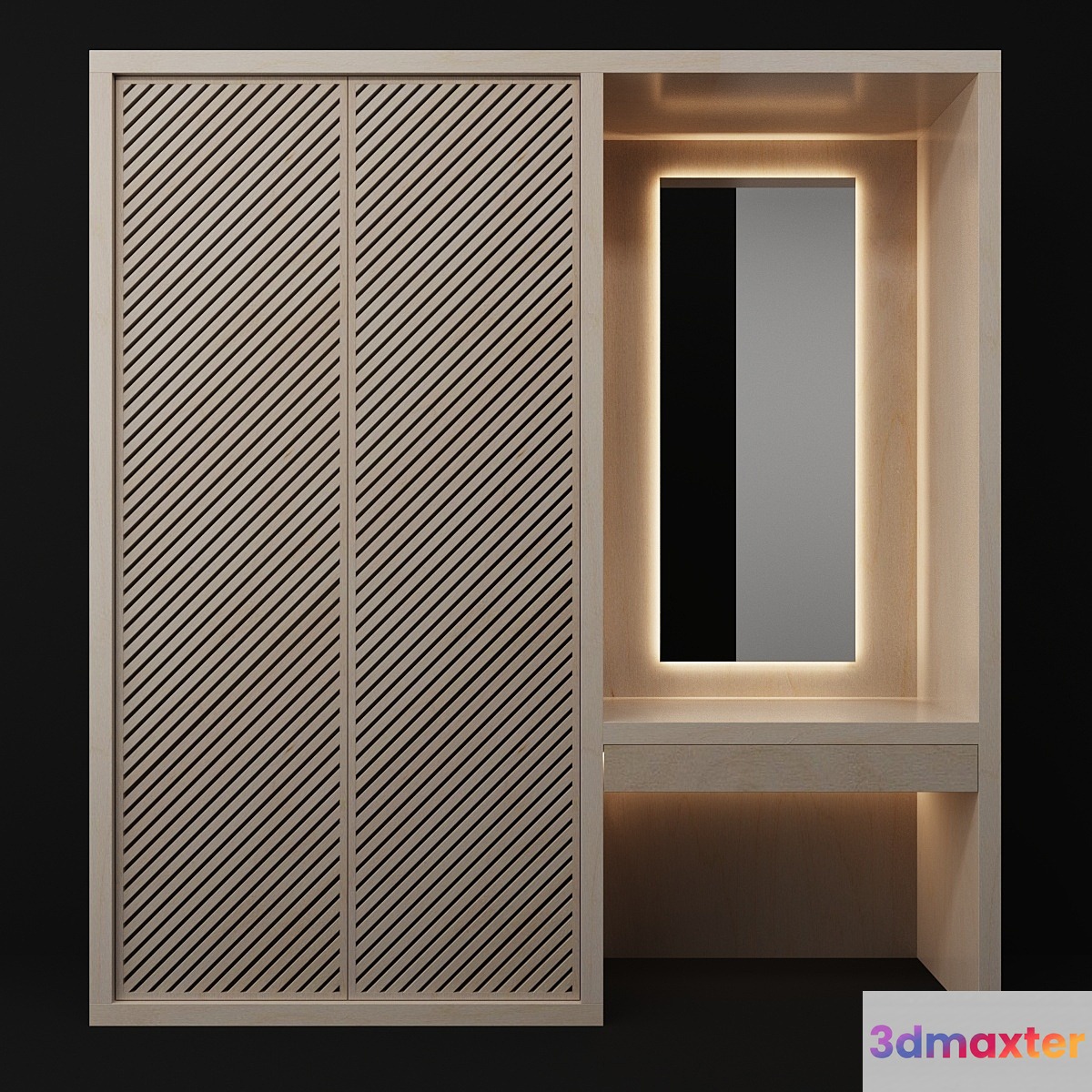 Hallway with plywood 3D Max