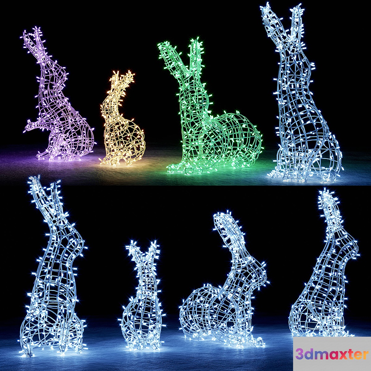 Hares from garlands 3D Max
