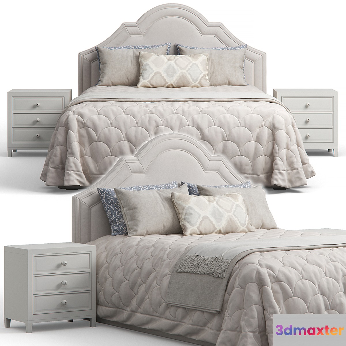Queen Madison Crown Headboard Bed - No.3