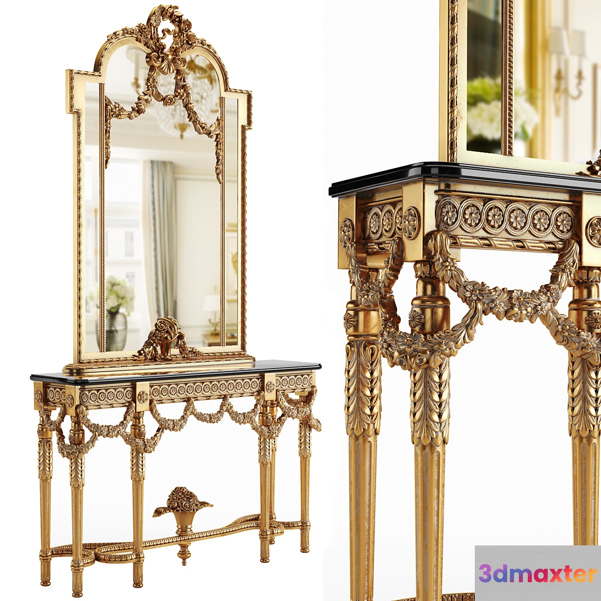 Console and mirror ART. 288 CIN55 by Cappellini Intagli 3D Max