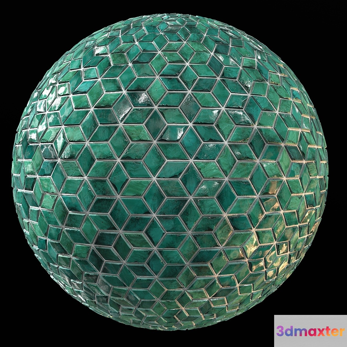 Teal Tile PBR Material-10 3D Max