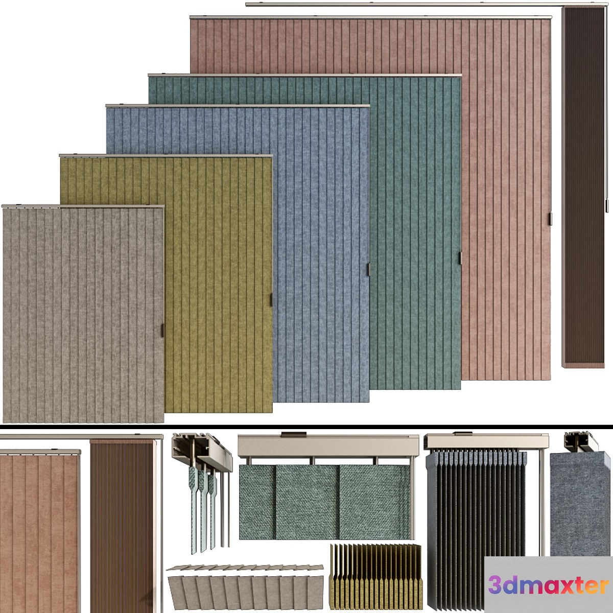 Vertical roller blinds set 3D Max