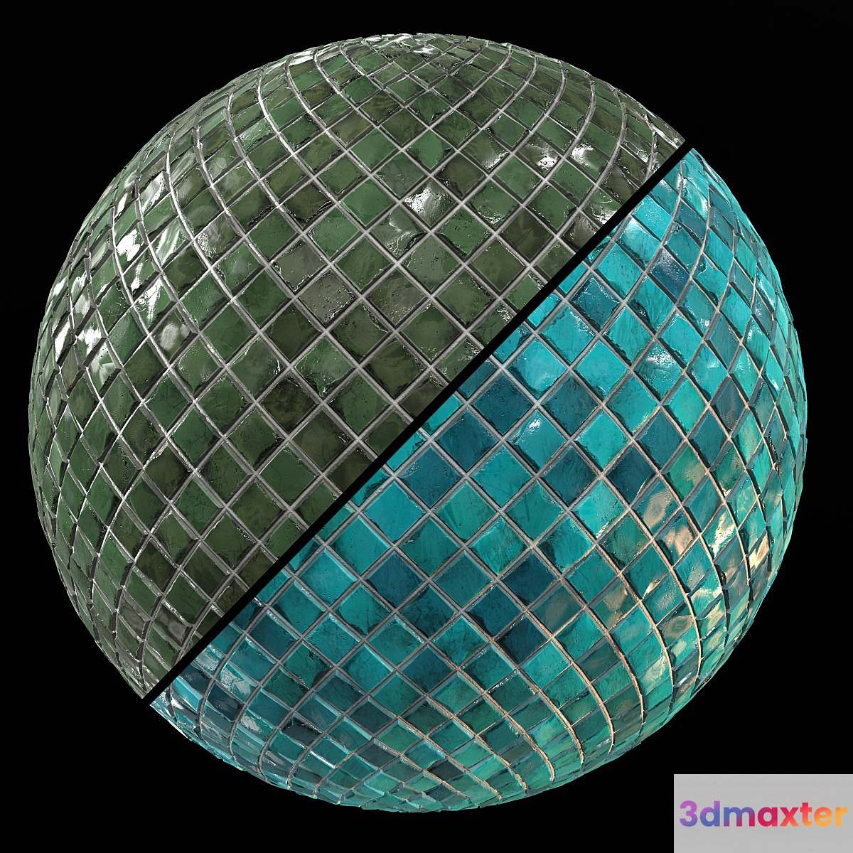 Teal Tile PBR Material-13 3D Max
