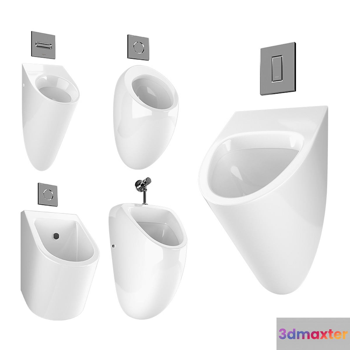 Urinal with flush buttons 2 set