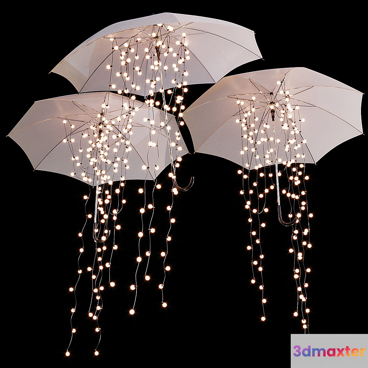 Decorative umbrellas with garlands 3D Max