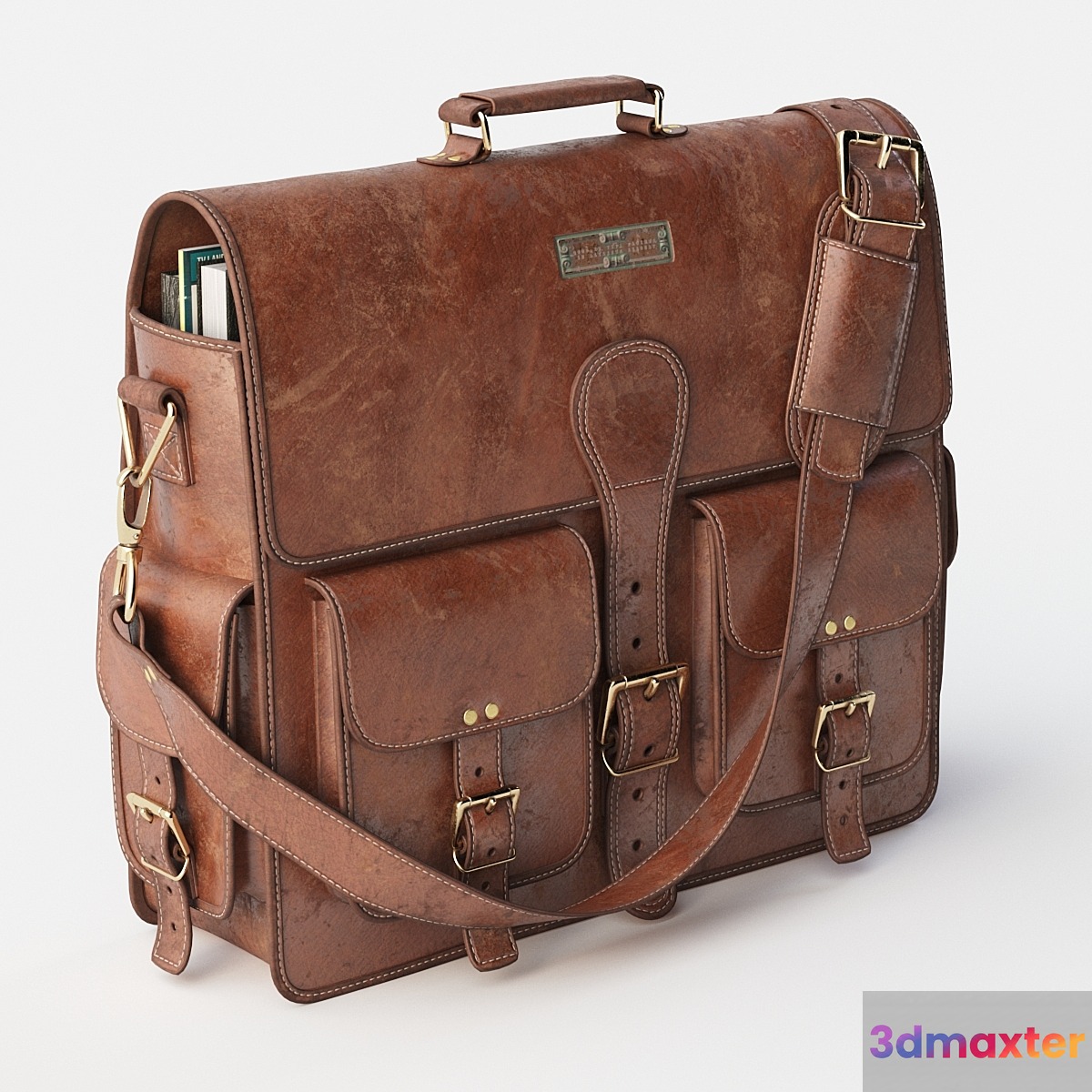 Vintage Handmade Leather Messenger Bag 3D Max