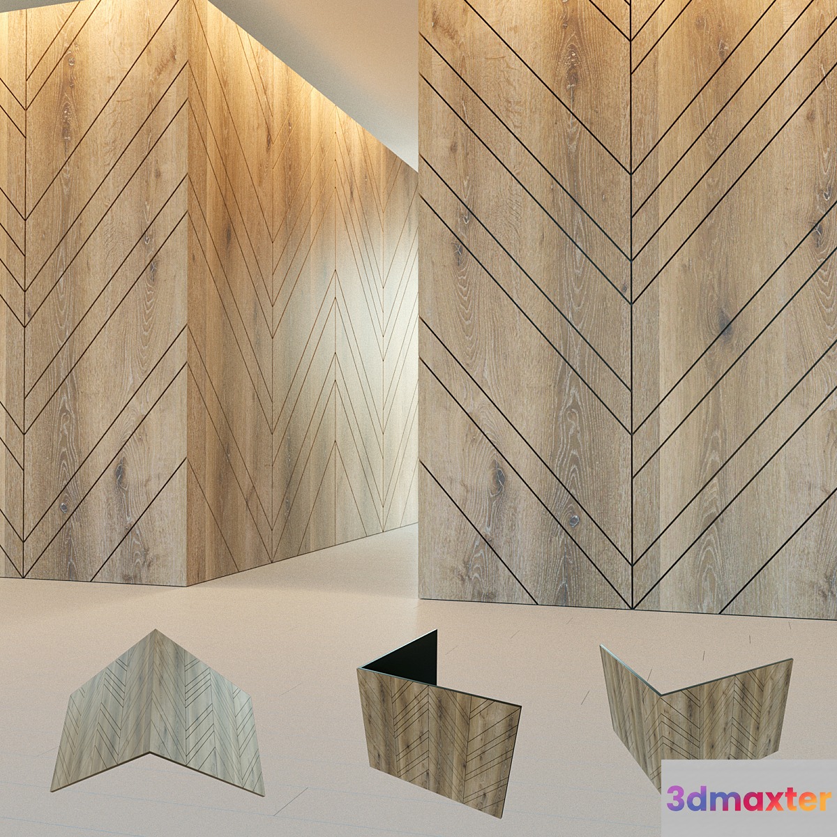 Wall panel made of wood. Decorative wall. Corner. 118 3D Max