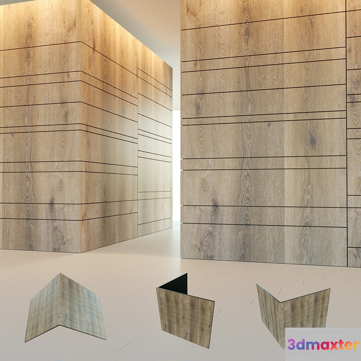 Wall panel made of wood. Decorative wall. Corner. 121 3D Max