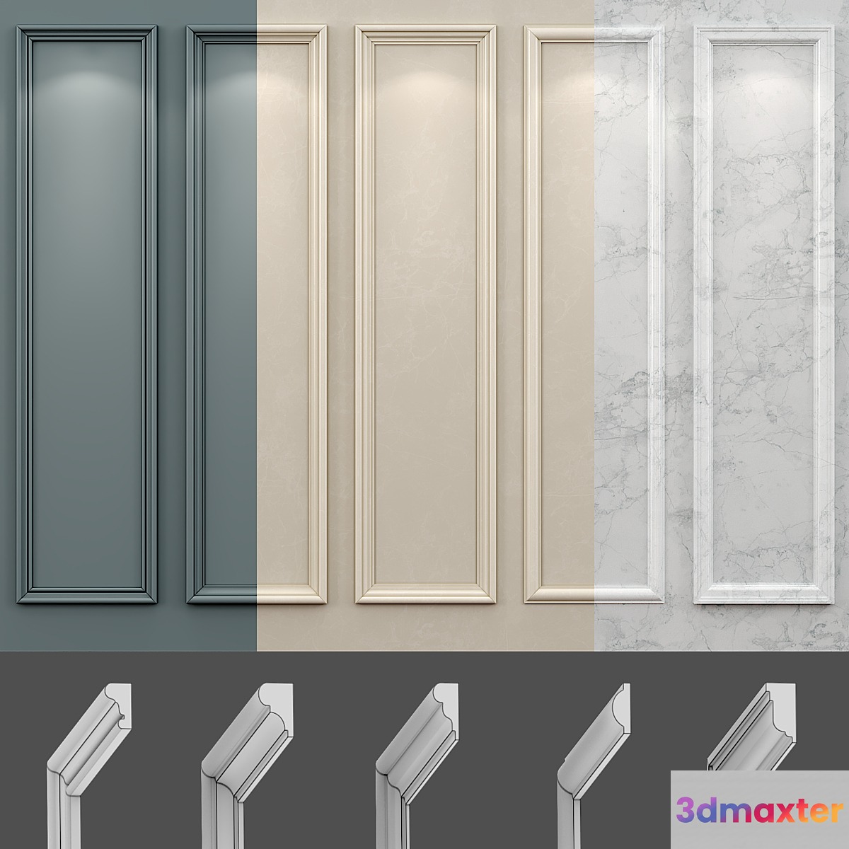 Wall molding 18. Boiserie classic panels 3D Max