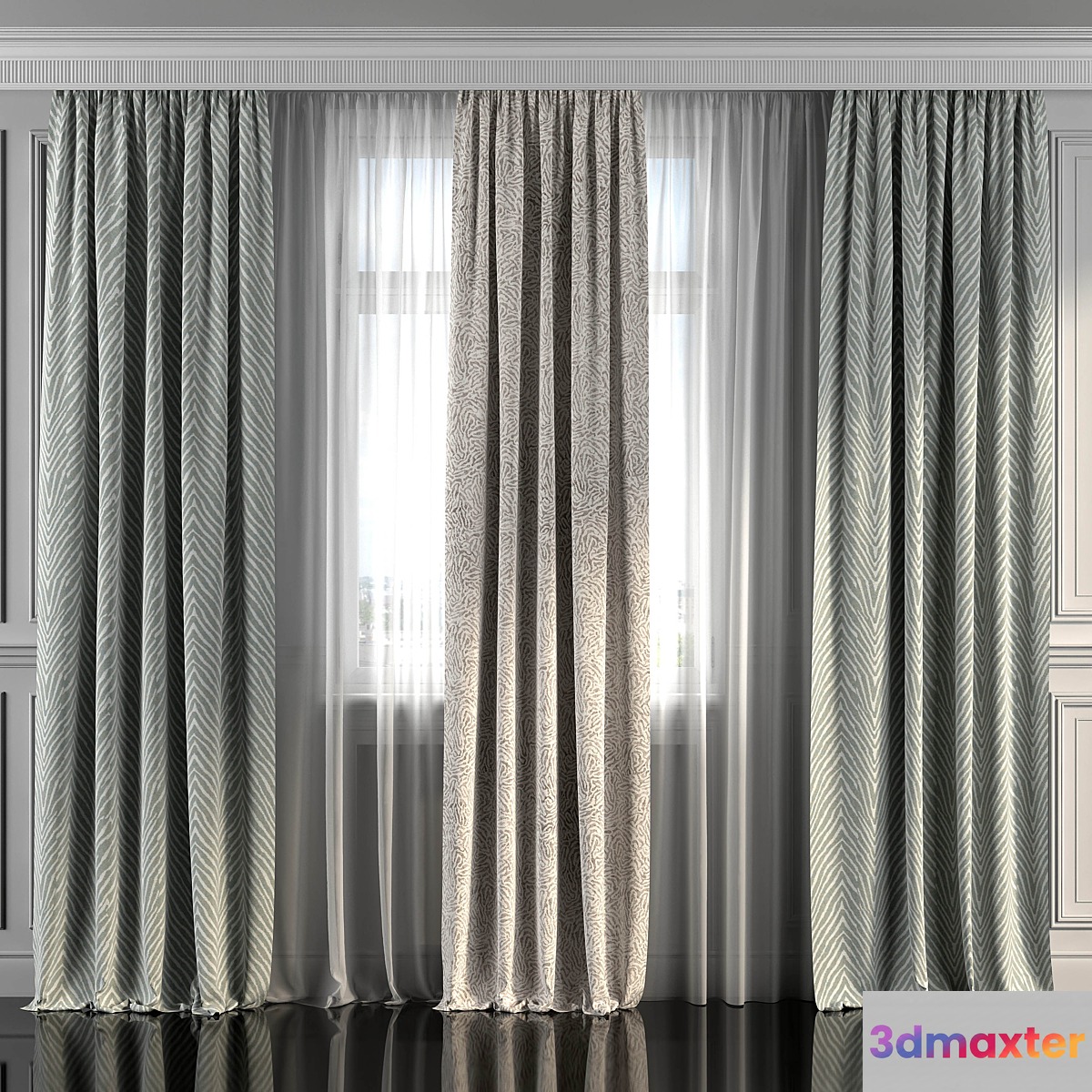 Curtains with window 275 3D Max