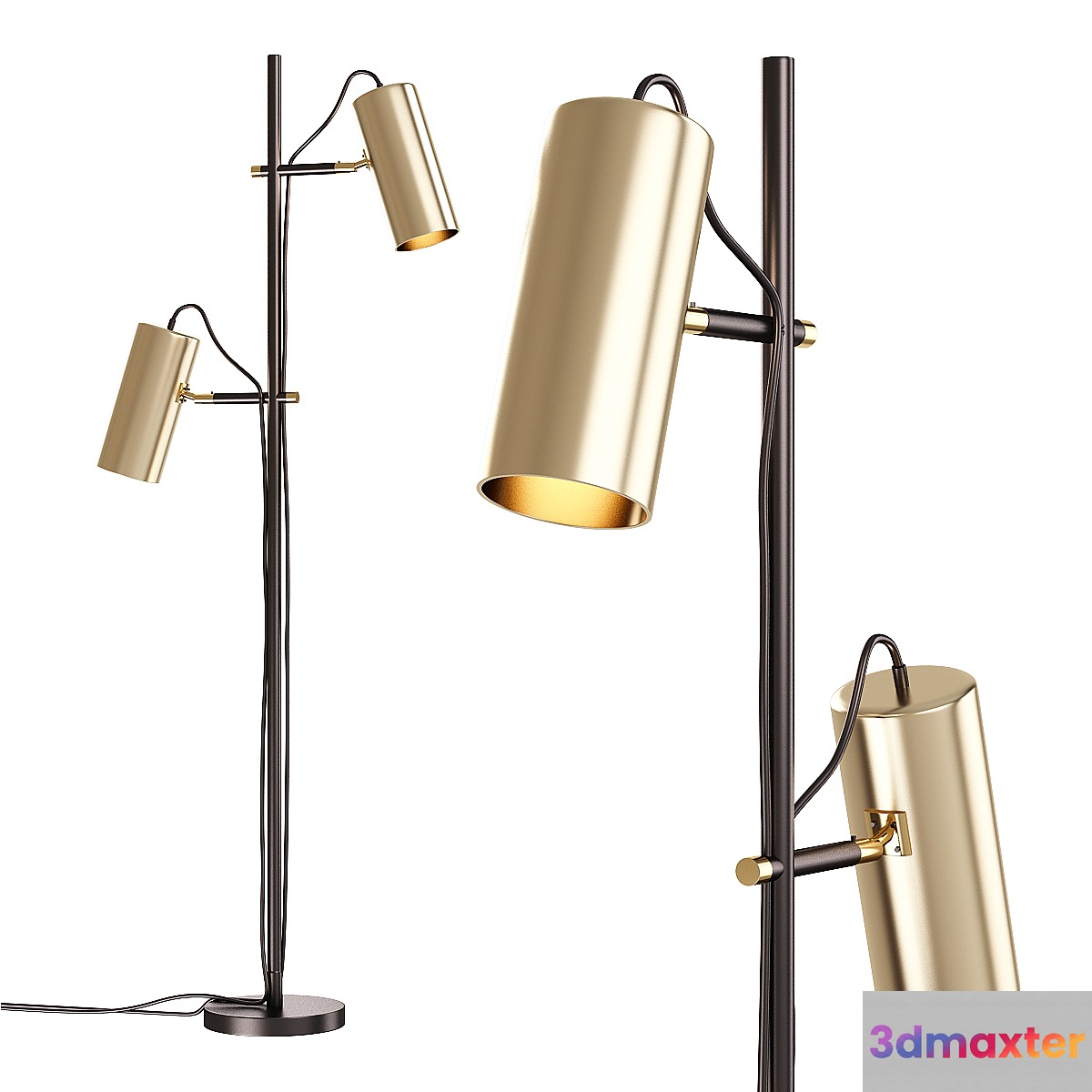 Maria Pergay Twin Stainless Steel Shade Floor Lamp 3D Max