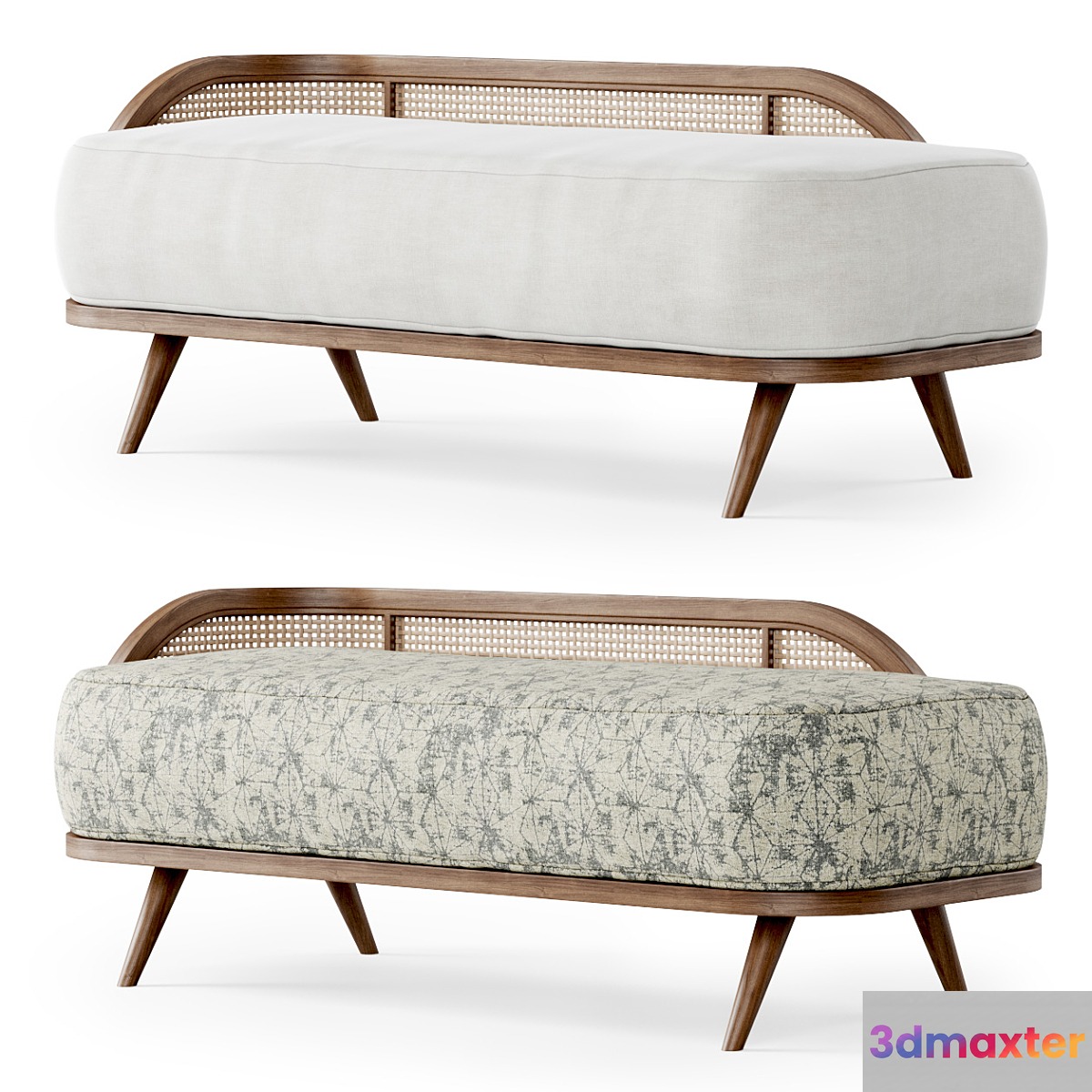Garden ottoman LM _ Wooden rattan bench 3D Max