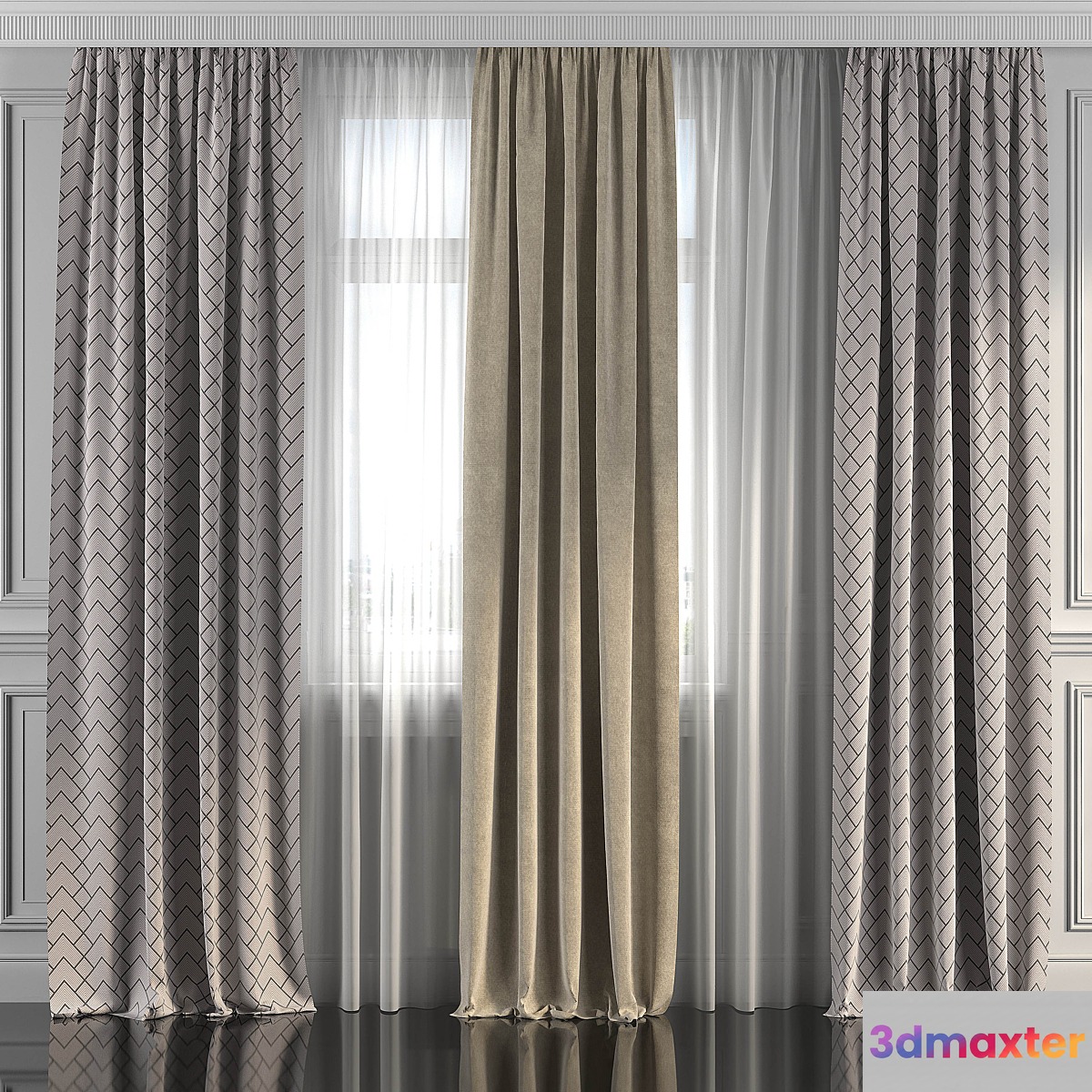 Curtains with window 283 3D Max