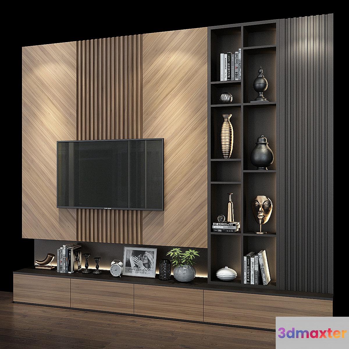 TV Wall set 0157 3D Max