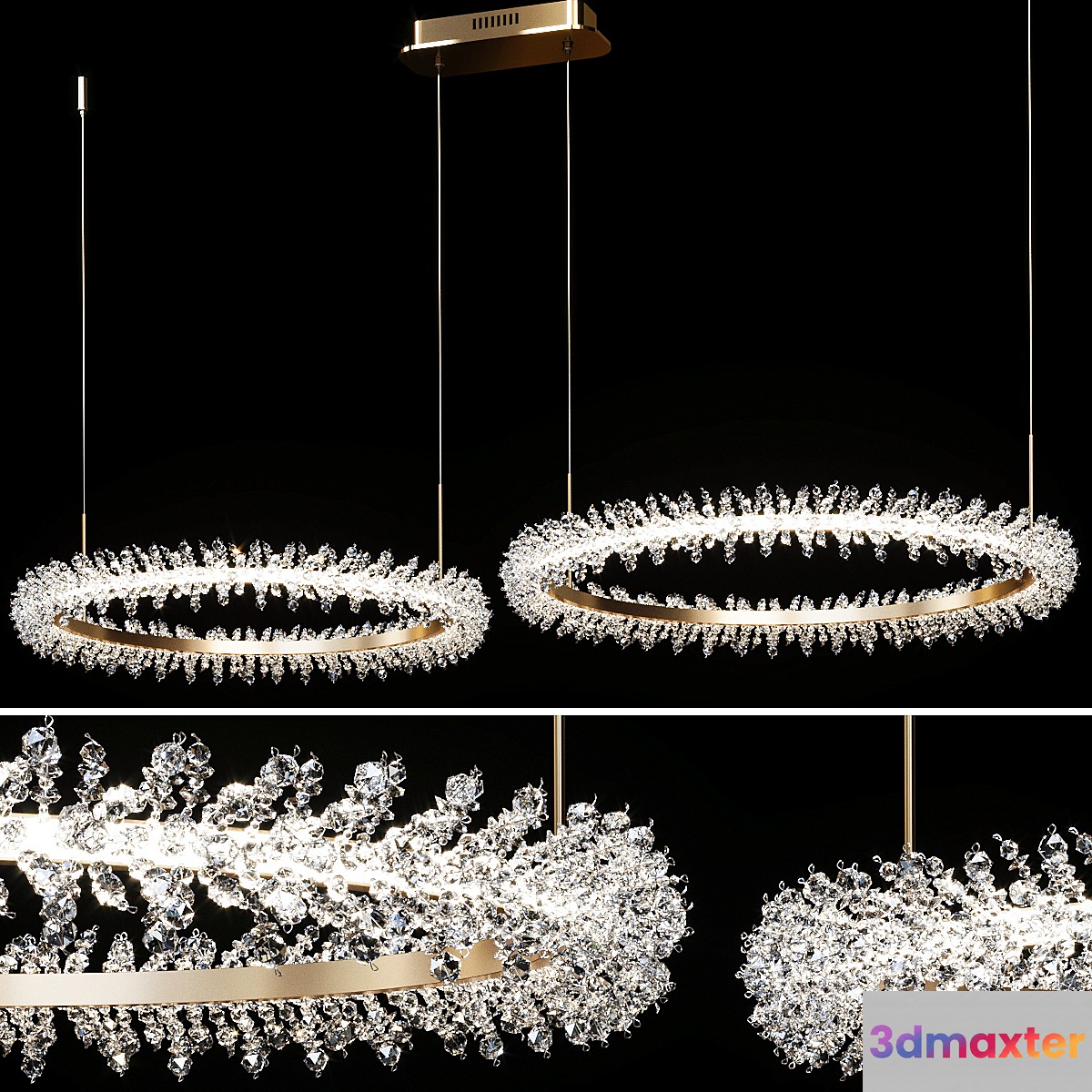 Crystal Ring Luxury Combination Led Chandelier Thera Line 3D Max
