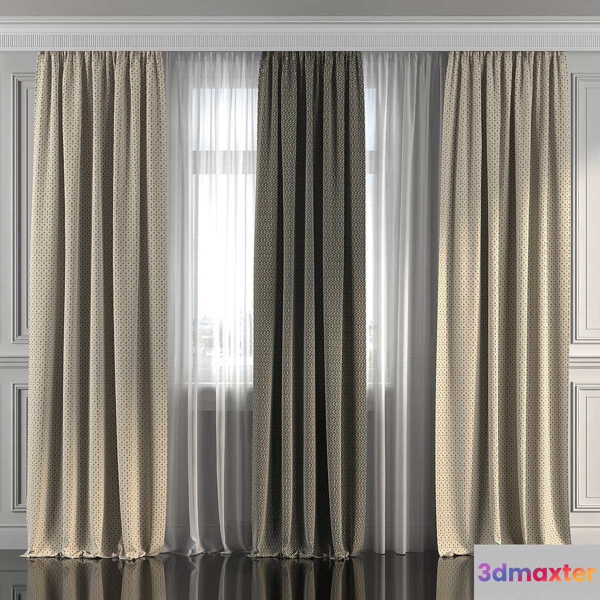Curtains with window 287 3D Max