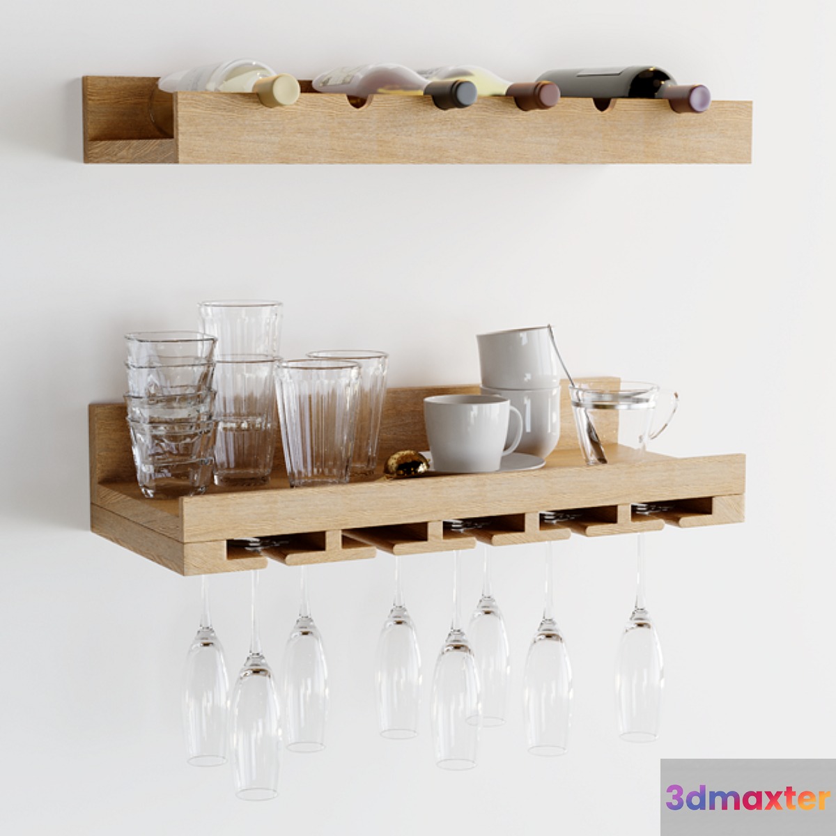 Shelf for wine and glasses 3D Max