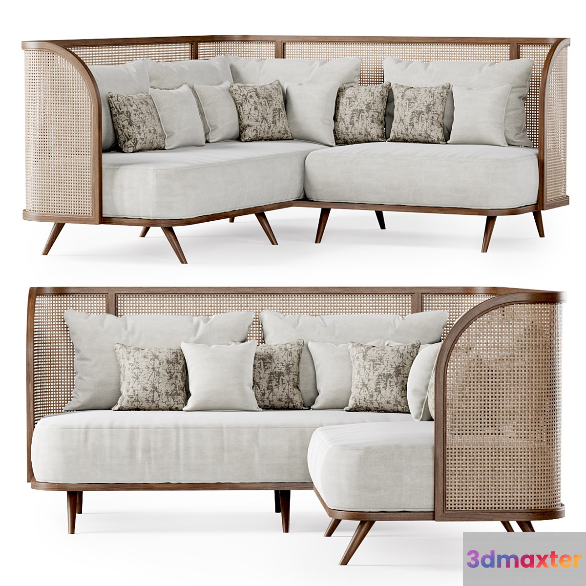 Corner garden sofa HLS _ Rattan corner sofa 3D Max