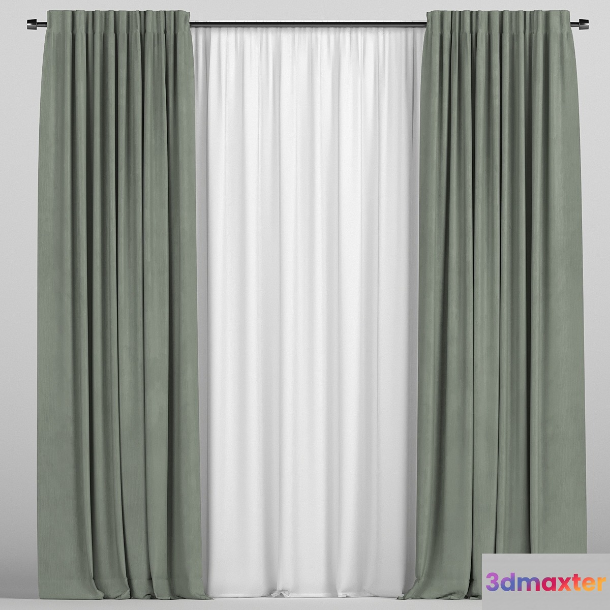 Curtains with tulle - No.2 3D Max