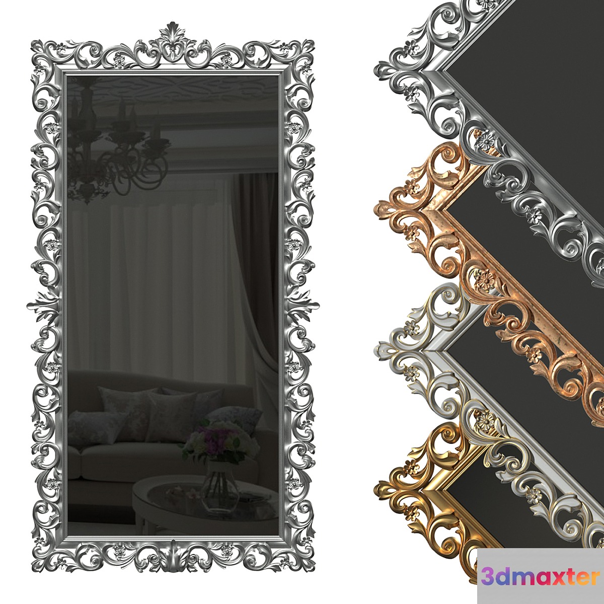 Floor mirror in a carved frame (baguette) - No.3
