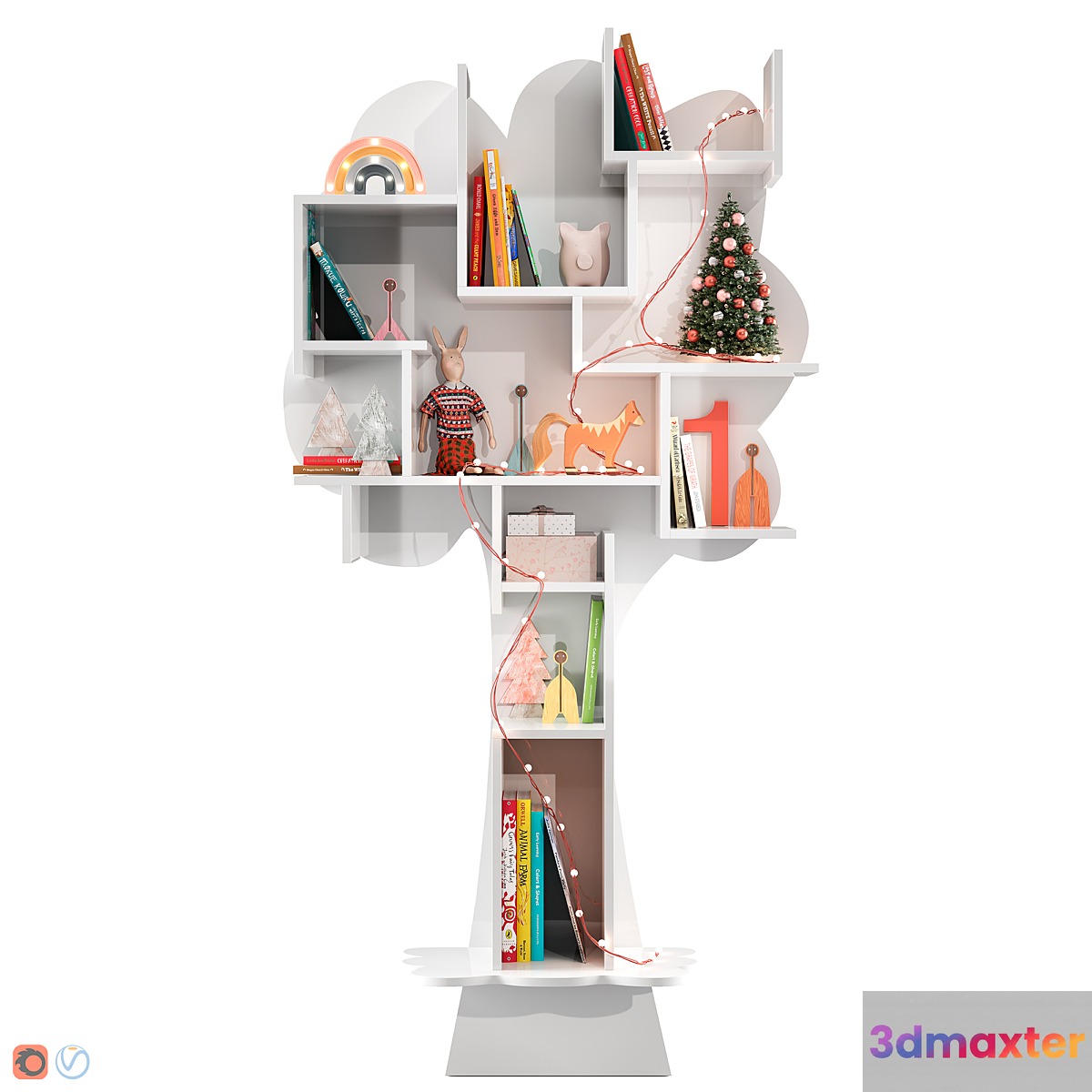 Shelf in the nursery with decor 3D Max
