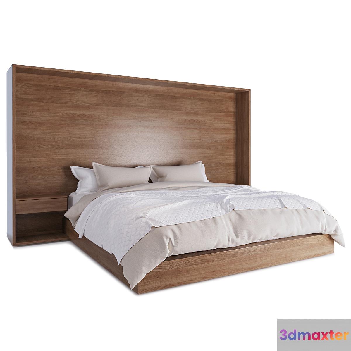 Bed with wooden headboard - No.2