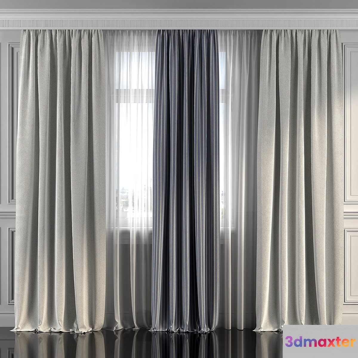 Curtains with window 295 3D Max