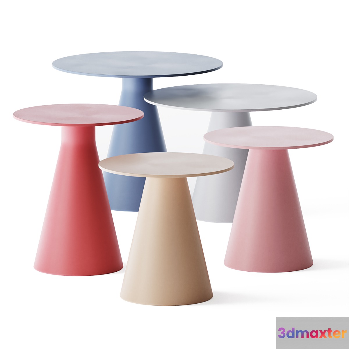 Jackless round metal coffee tables by Bla Station 3D Max