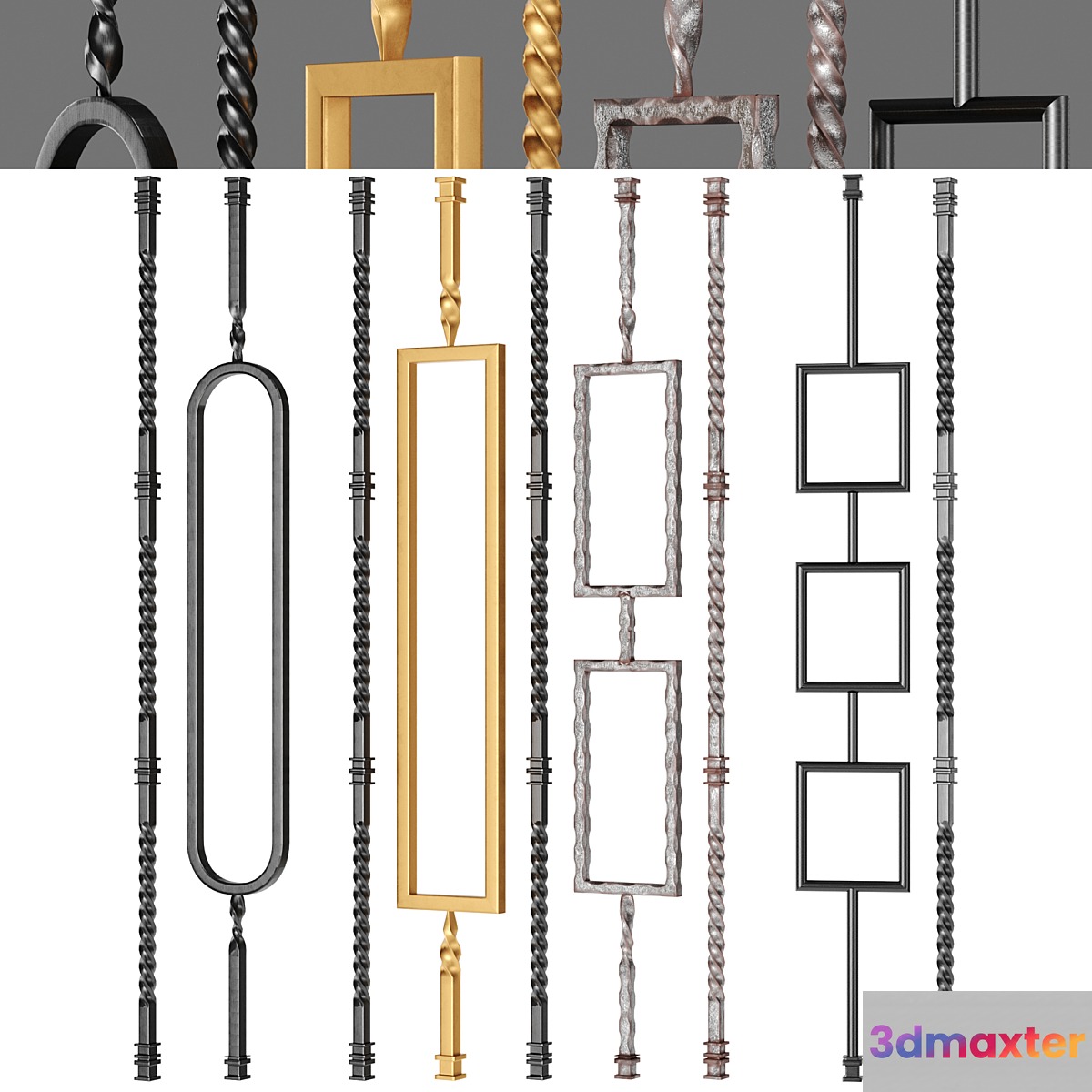 Iron Railing Fence 02 3D Max