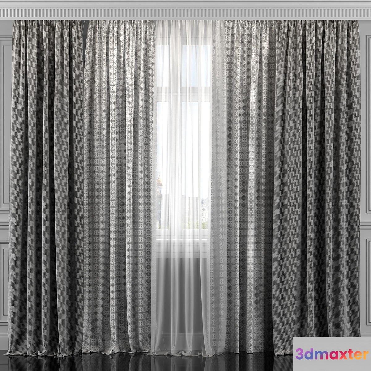 Curtains with window 309 3D Max