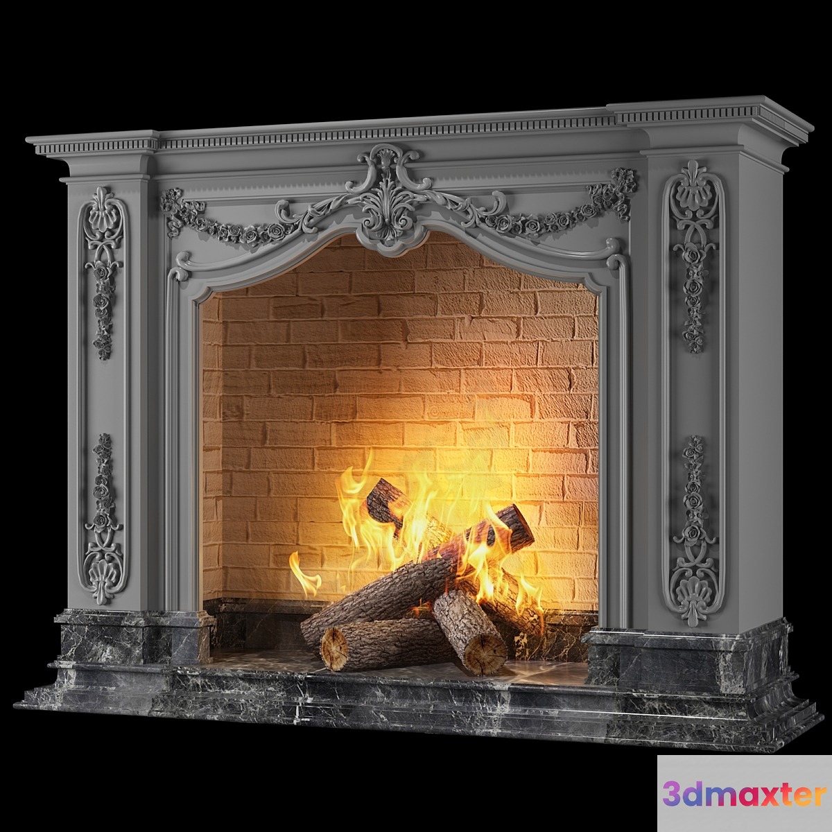 english fireplace 3D Max