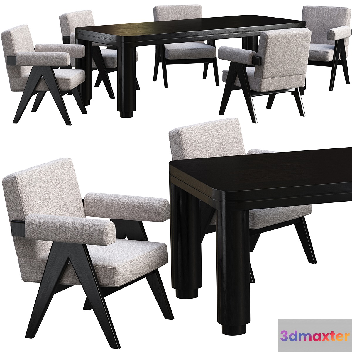 Dining table Eichholtz Atrlier + chair Eichholtz Greta 3D Max