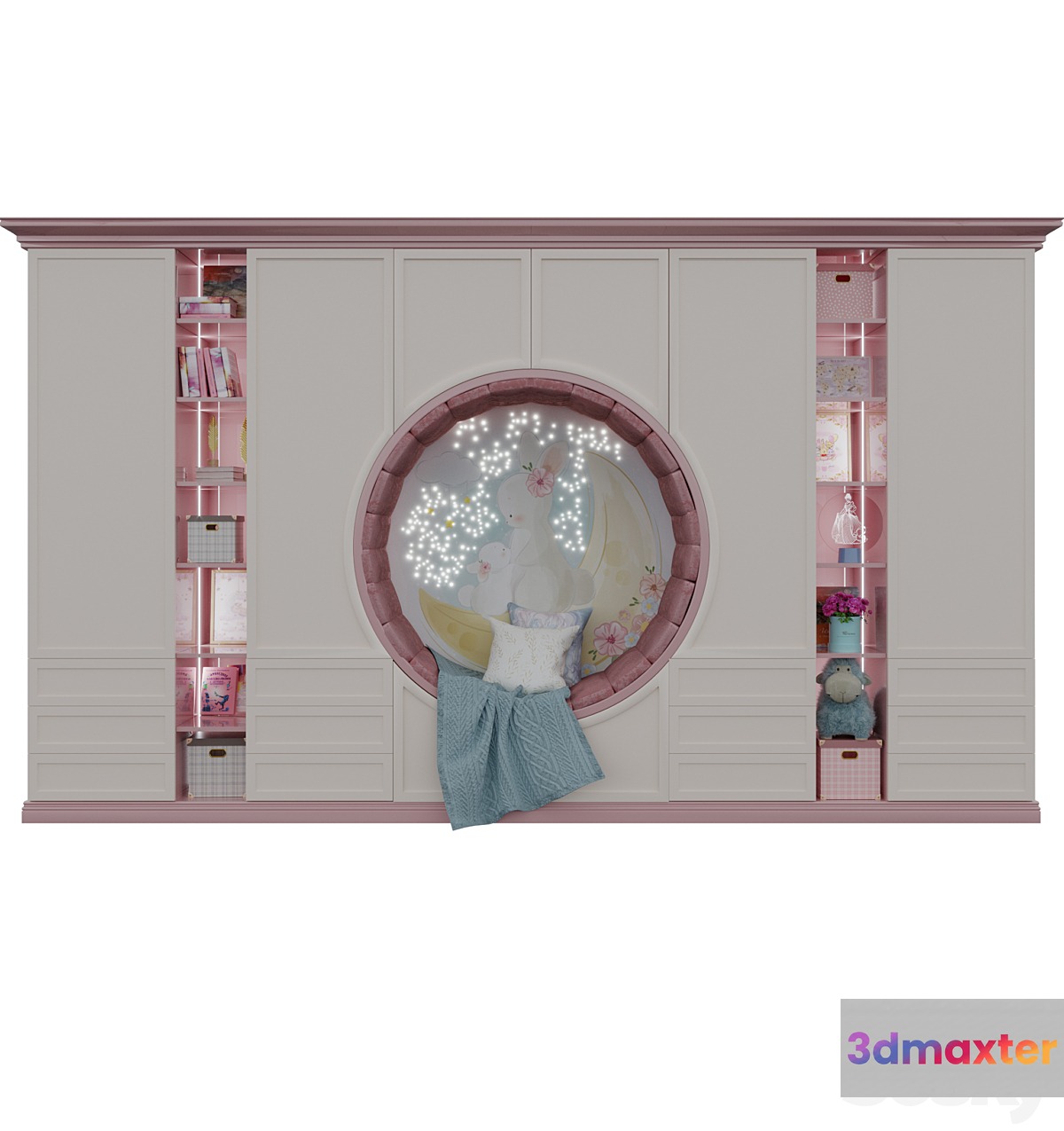 Wardrobe with a seat for a children's room 3D Max