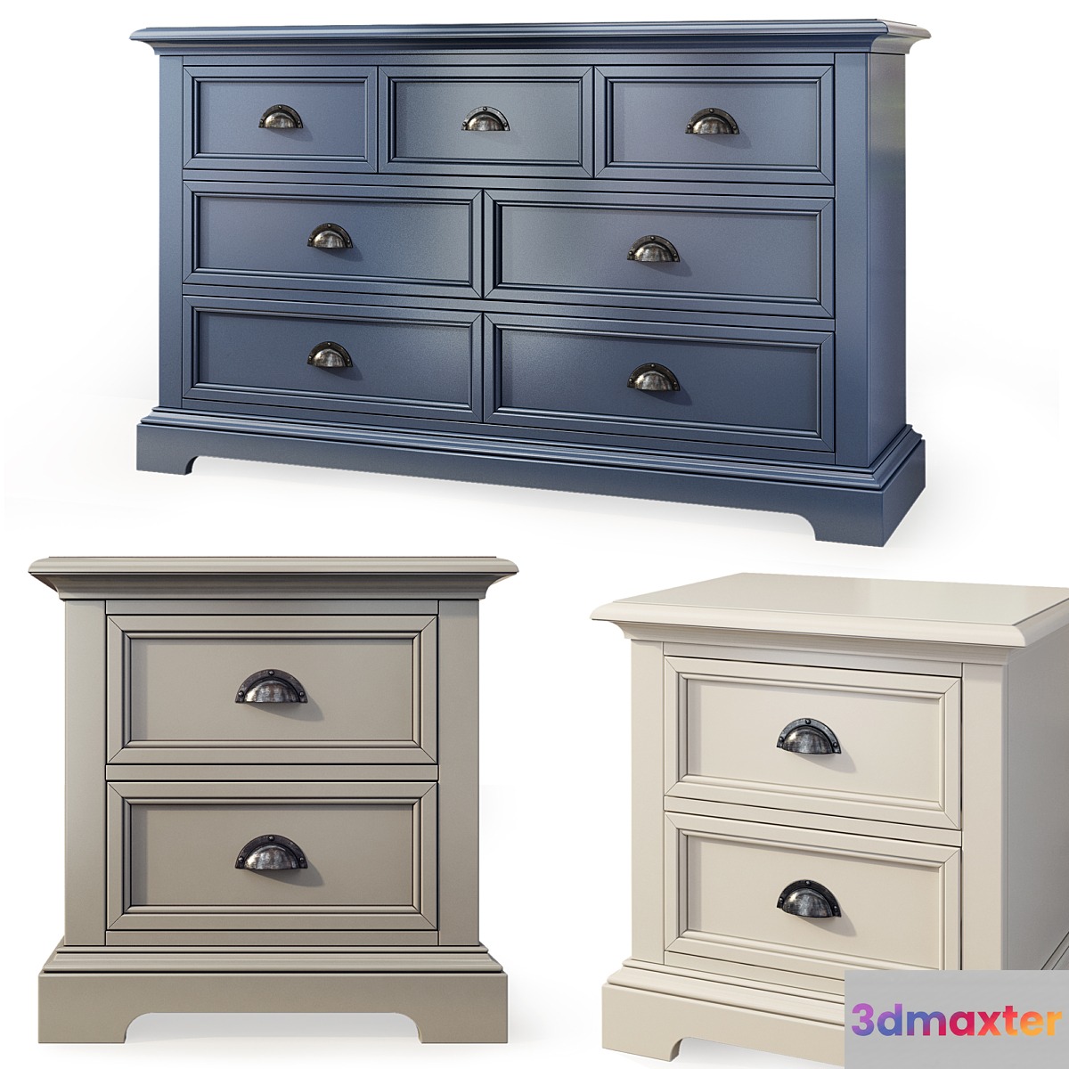 Chest of drawers and bedside table Appleby. Dresser nightstand by Greyleigh 3D Max