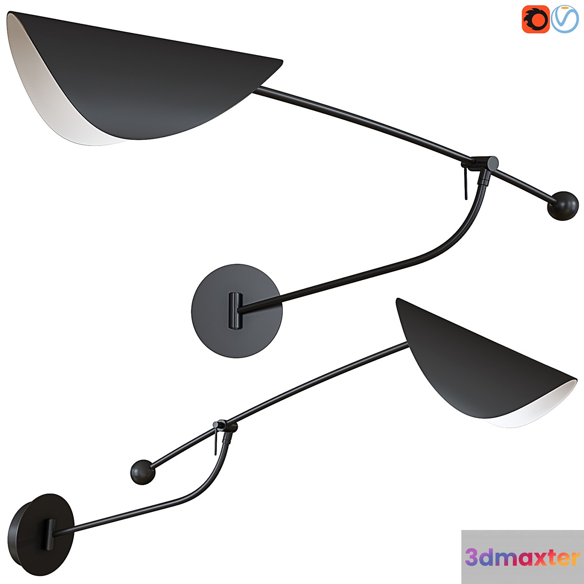Funambule Adjustable Contemporary Metal Wall Light 3D Max