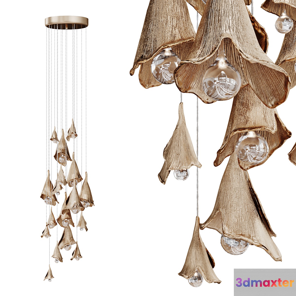 Pendant light in the form of flowers KOLOKOLCHIKI 3D Max