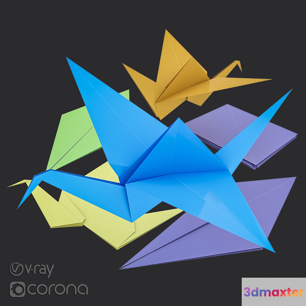 Origami crane 3D Max