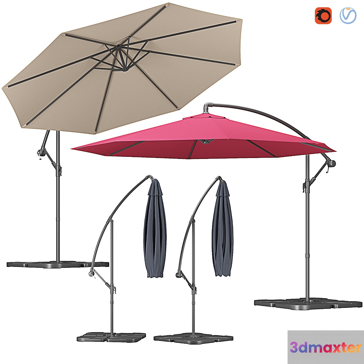Outdoor Octagonal Parasol 3D Max