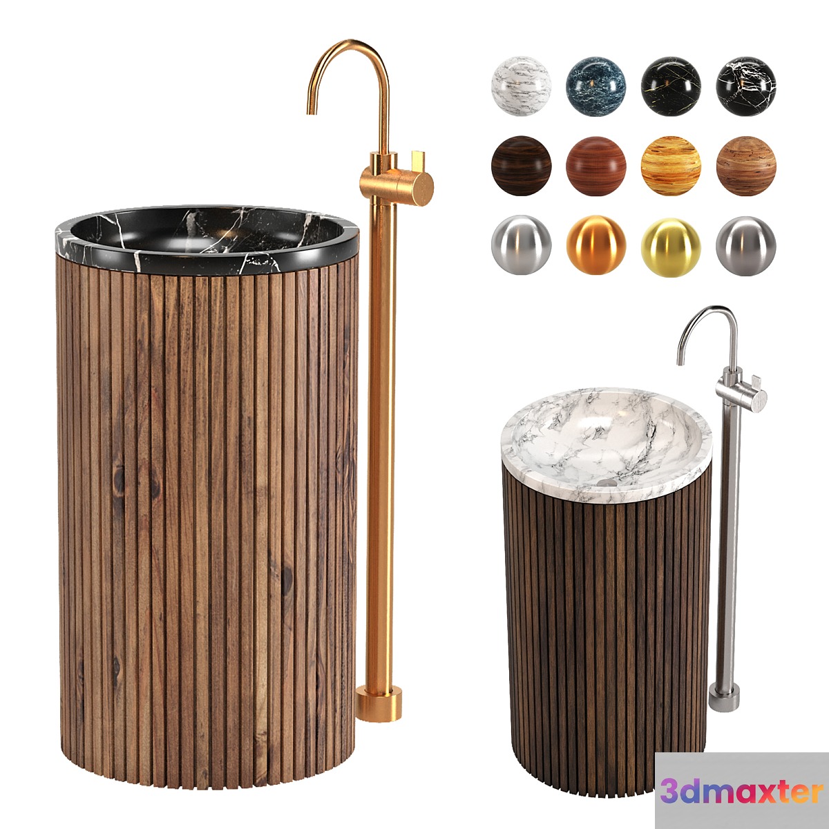 Wash Basin Set 02 3D Max