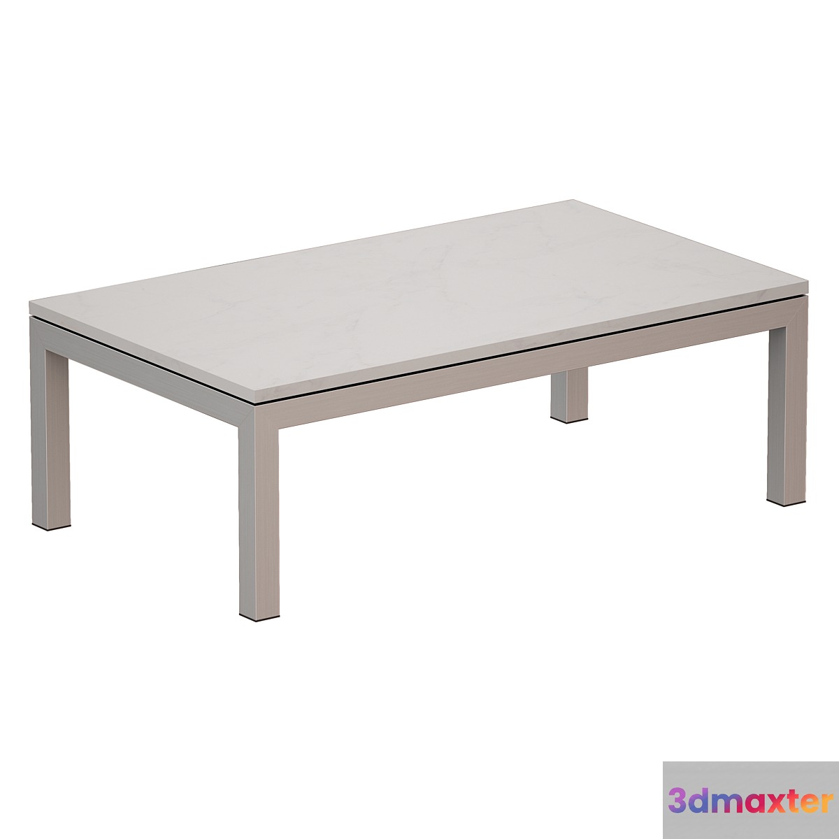 Parsons White Marble Top _ Stainless Steel Base 48x28 Small Rectangular Coffee Table (Crate and Barrel) - No.3