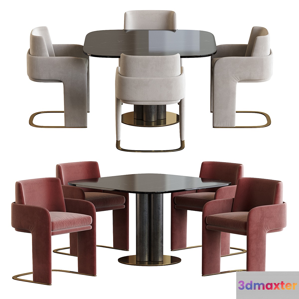 Odisseia Chair and Goya Arflex Table 3D Max