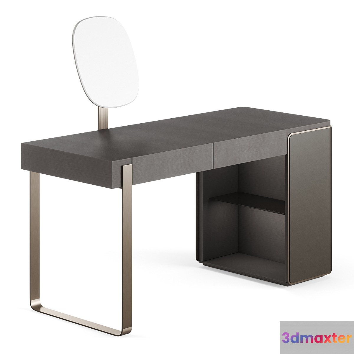 Fendi Icon Lady Desk with Mirror (Charcoal Fiddleback Sycamore) - No.2 3D Max
