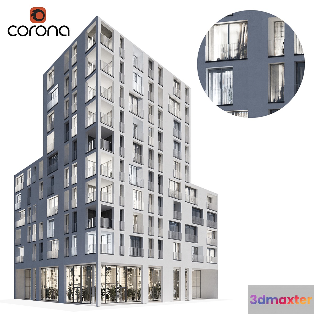 Modern residential building 01 | night