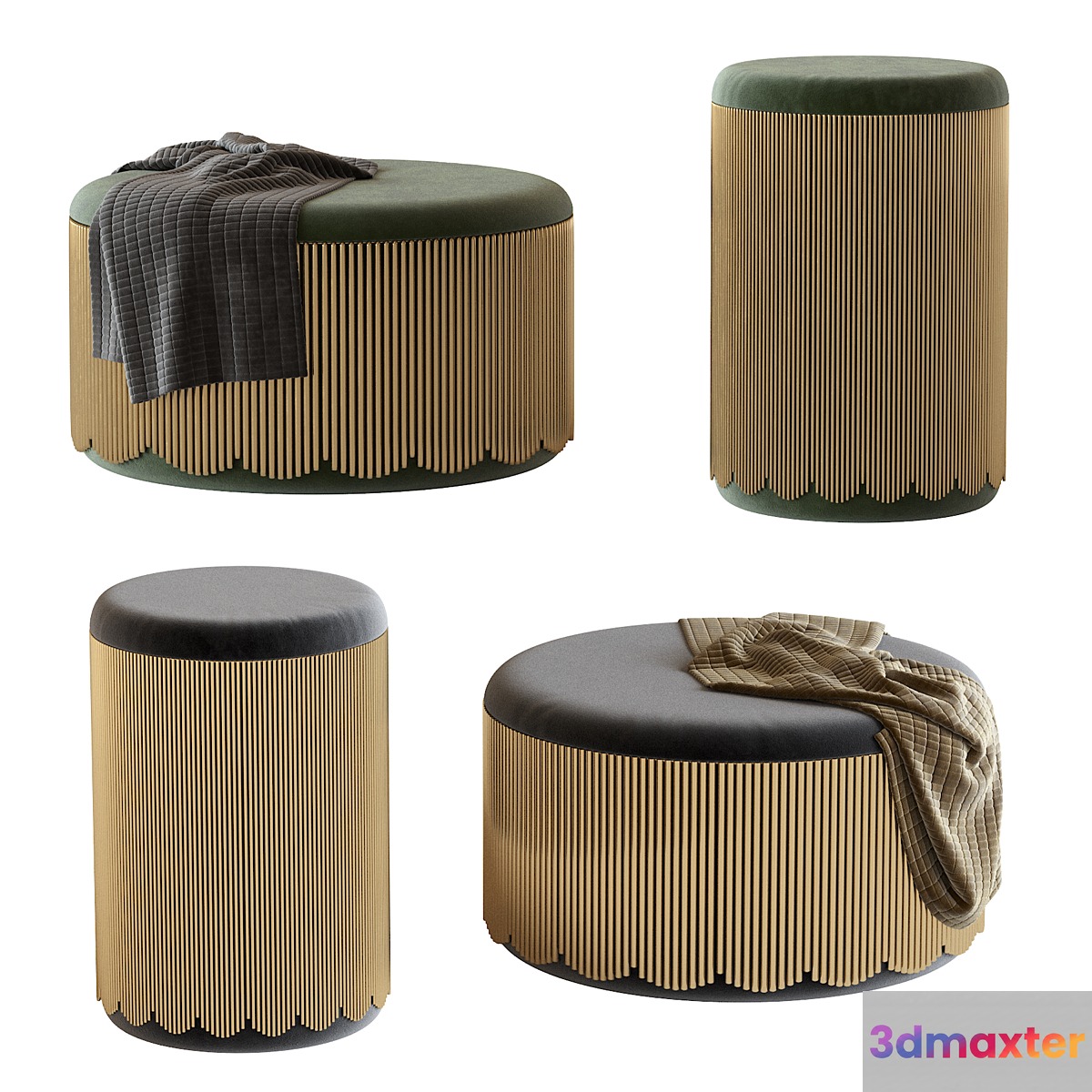 Strings scarlet splendor pouffe