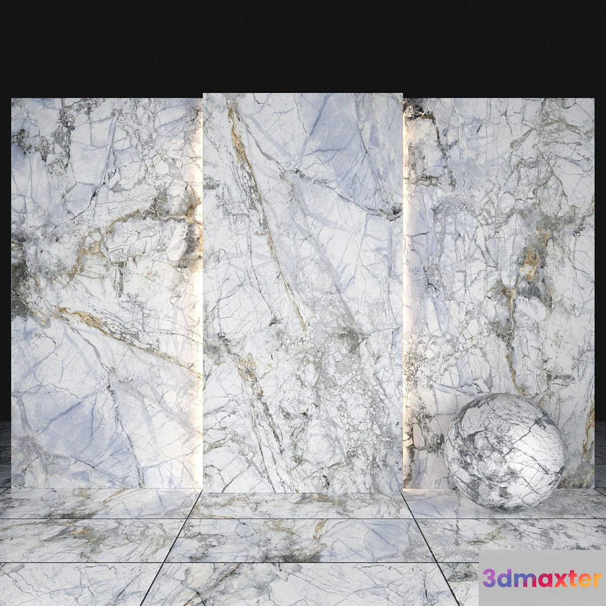 Supreme white marble 3D Max