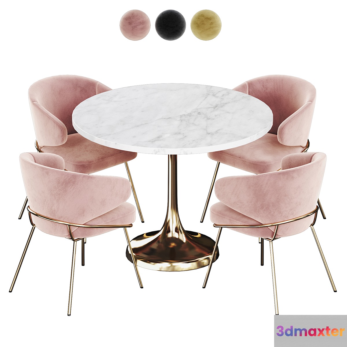 Eichholtz DINING CHAIR KINLEY with Table 3D Max