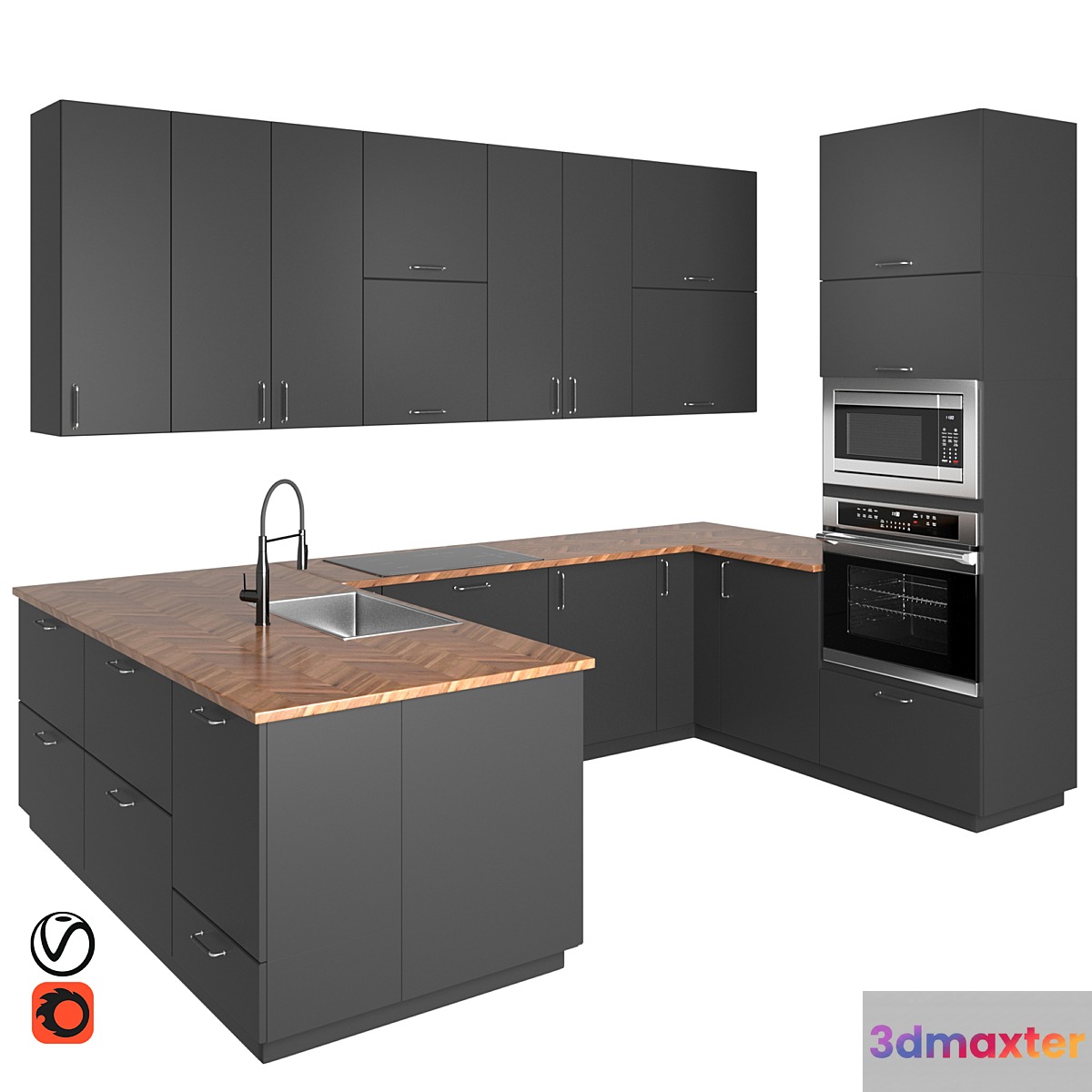 Modern kitchen KUNGSBACKA STYLISH 3D Max