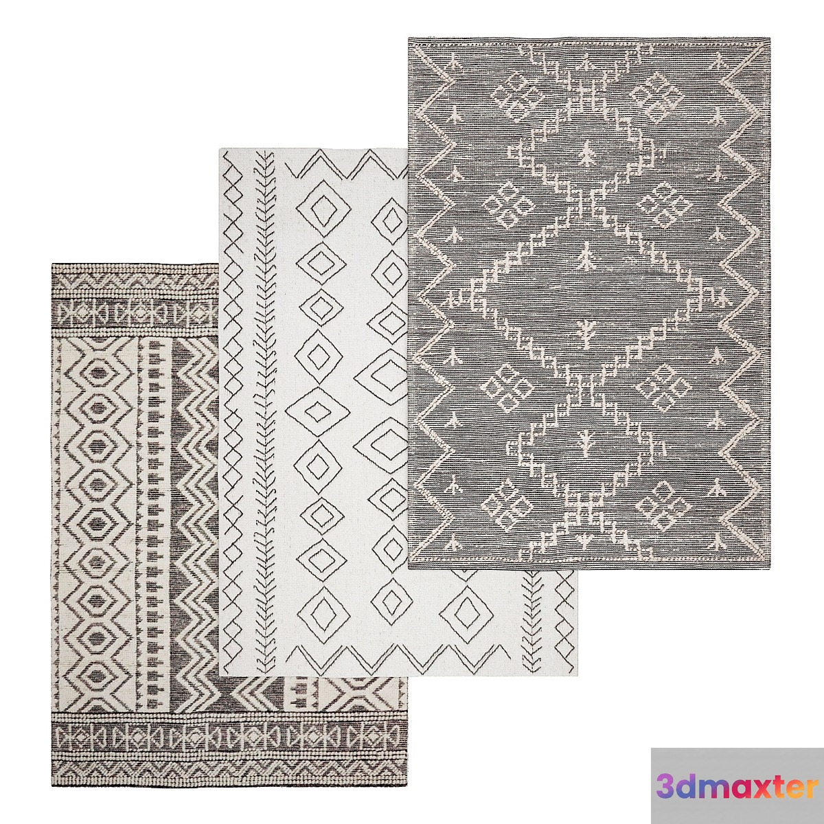 Ivory Flatweave Area Rug 3D Max