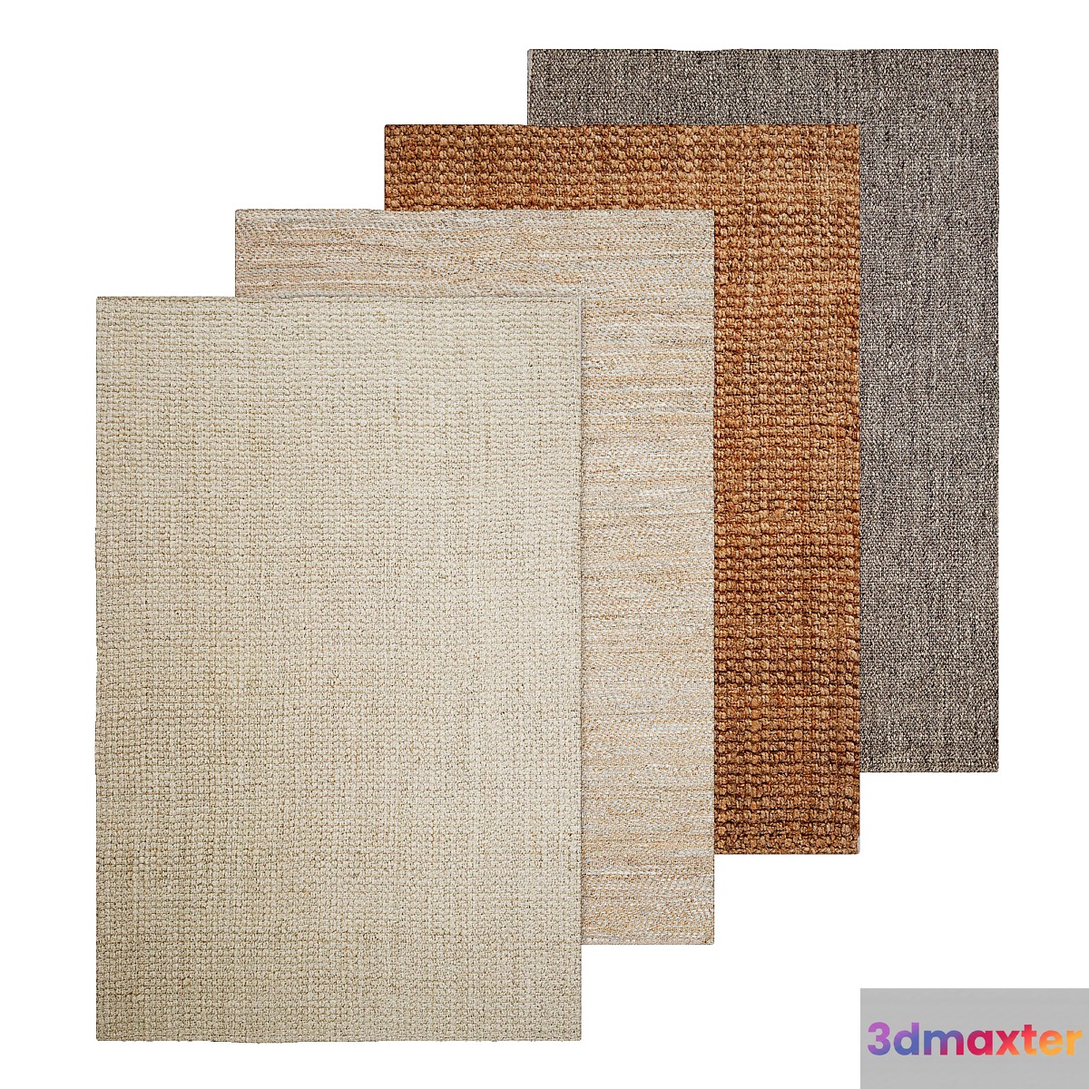Natural Basket Weave Jute Rug 3D Max